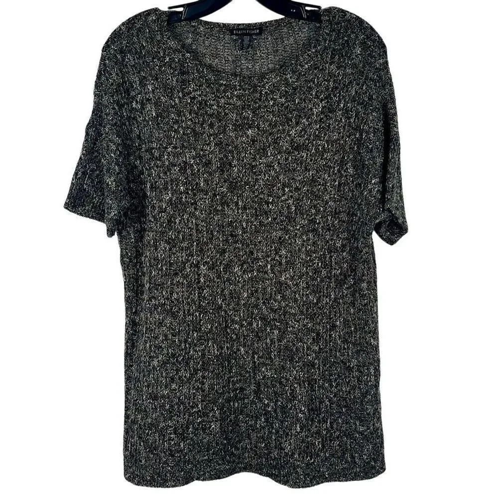 Eileen Fisher Open Knit Short Sleeve Tunic Medium